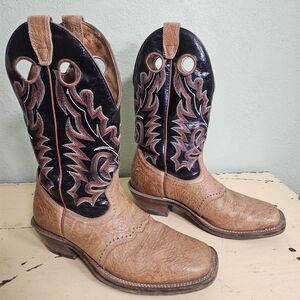 Men's Boulet Western Bullhide Cowboy Boots - Brown and Black